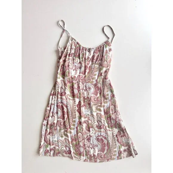 Aritzia WILFRED Bellow Paisley Floral Crepe Gathered Mini Slip Dress, Size 2 - Picture 6 of 16